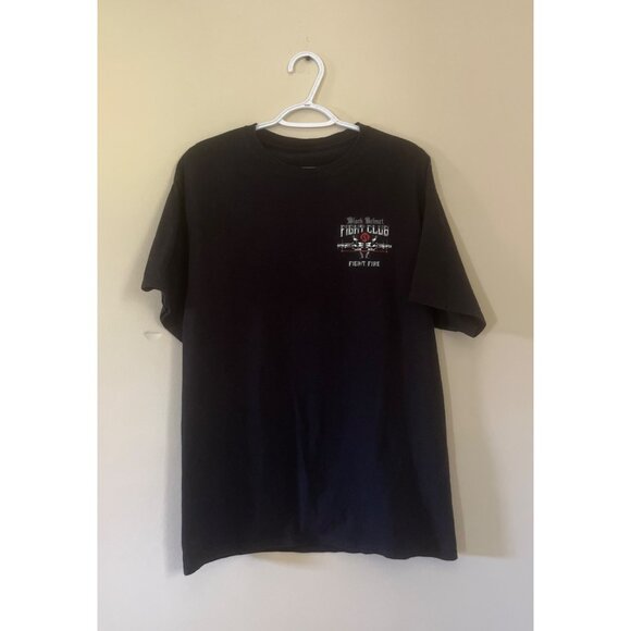 Black Helmet Mens Large Firefighter Apparel Fight Club Graphic Short Sleeve Shir - Picture 1 of 4